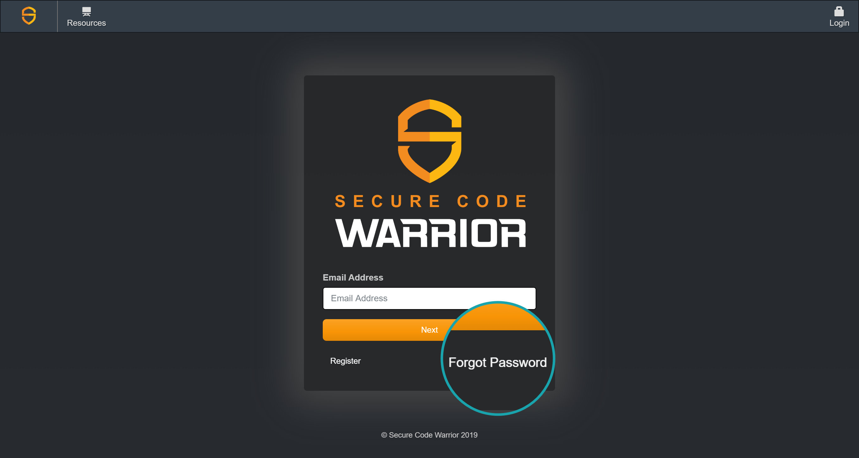 Forgot password button