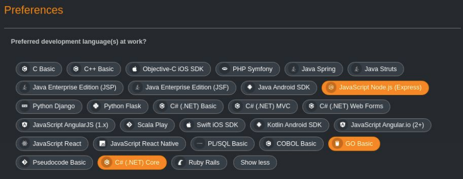 Select your preferred language.